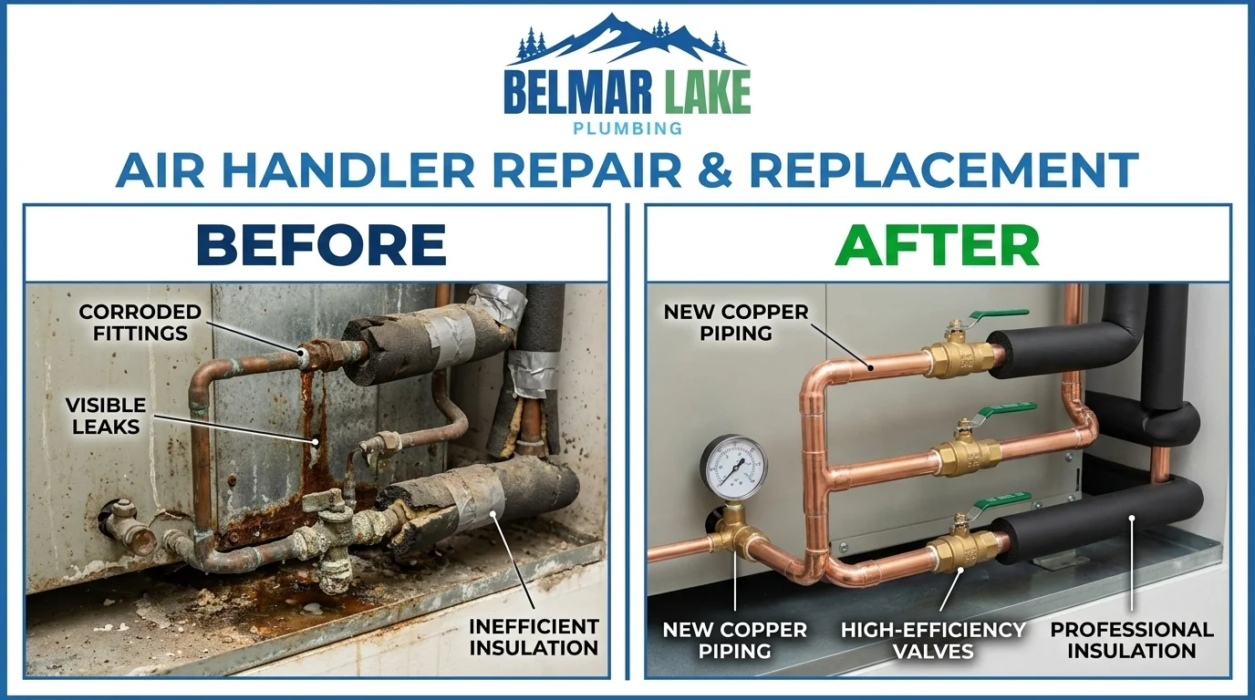 Before and After Air Handler Repair and Replacement Service in Lakewood CO by Belmar Lake Plumbing