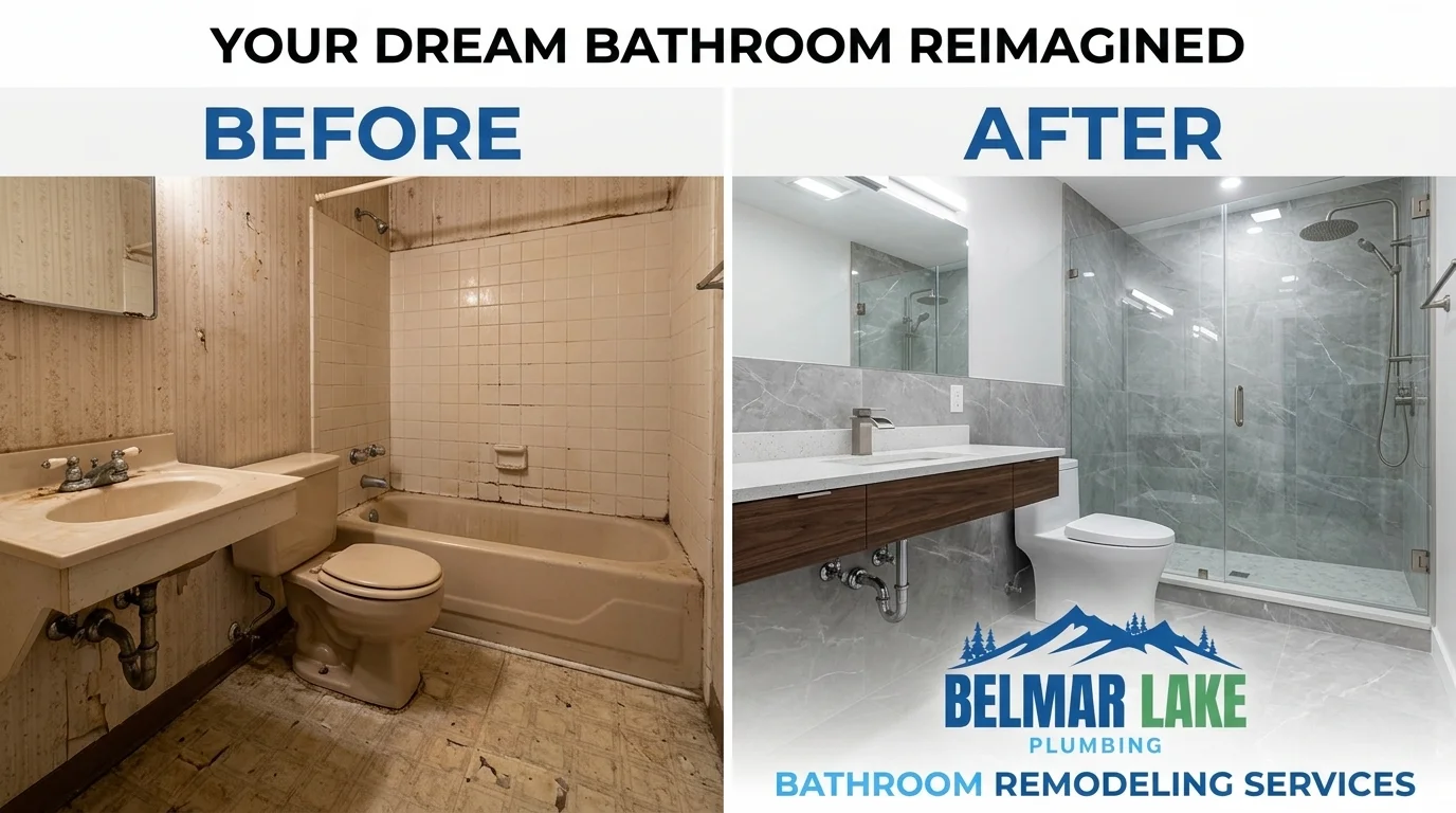 Before and After Bathroom Remodeling in Lakewood CO by Belmar Lake Plumbing - Professional Bathroom Renovation Transformation
