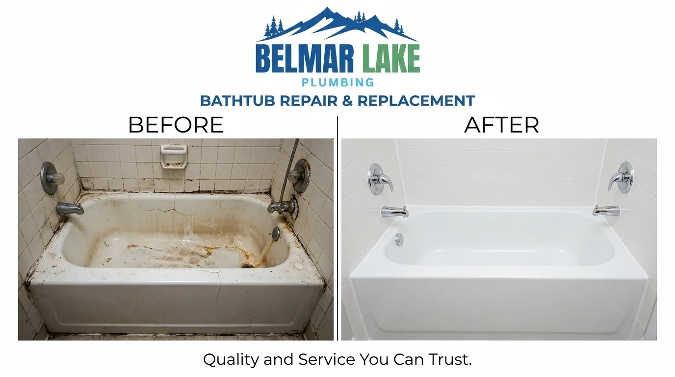 Before and After Bathtub Repair and Replacement - Belmar Lake Plumbing Lakewood CO