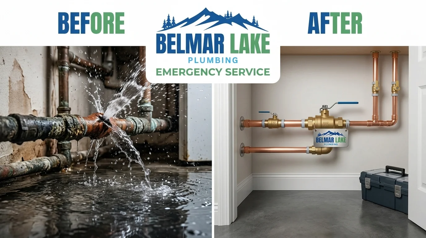 Before and after emergency plumbing service in Lakewood CO — Belmar Lake Plumbing emergency plumber results