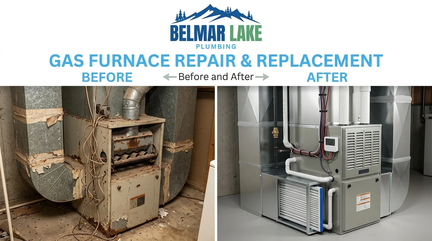 Before and After Gas Furnace Repair and Replacement in Lakewood CO - Belmar Lake Plumbing