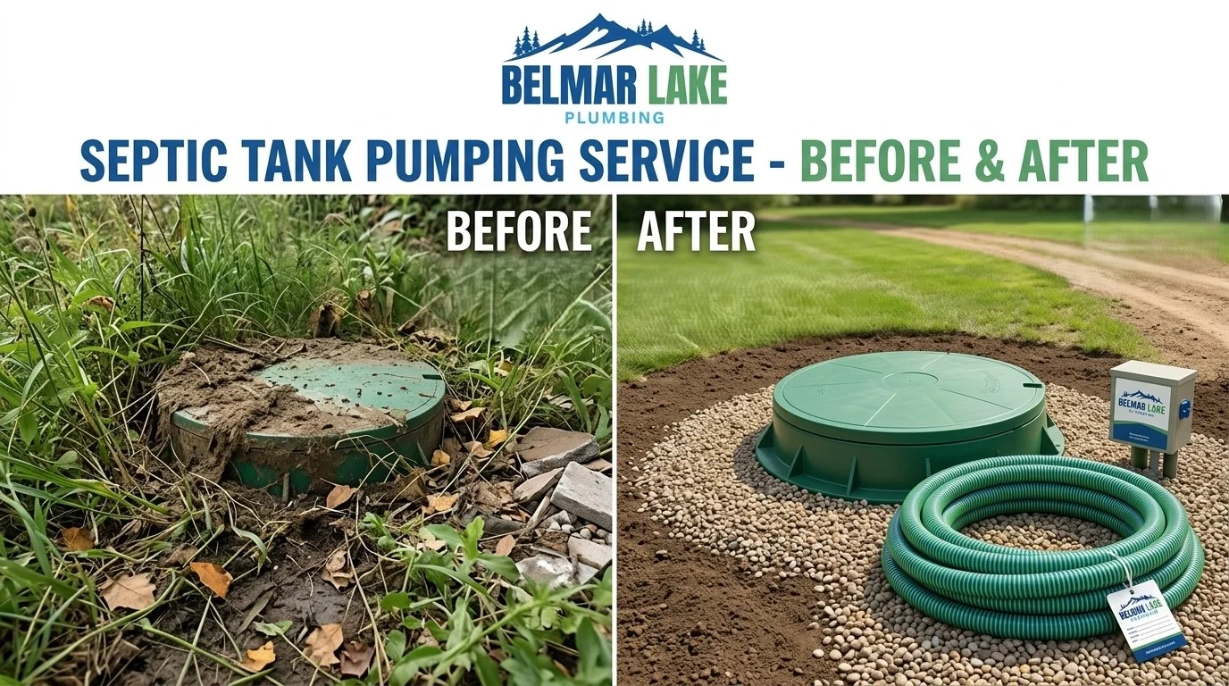 Before and after septic tank cleaning and pumping service by Belmar Lake Plumbing in Lakewood CO