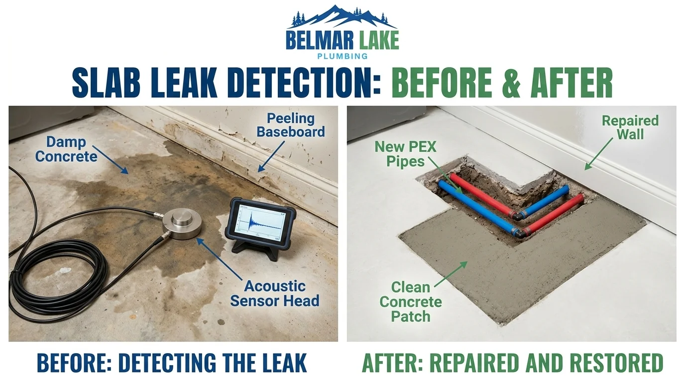 Slab Leak Detection Before and After Results - Belmar Lake Plumbing Lakewood CO