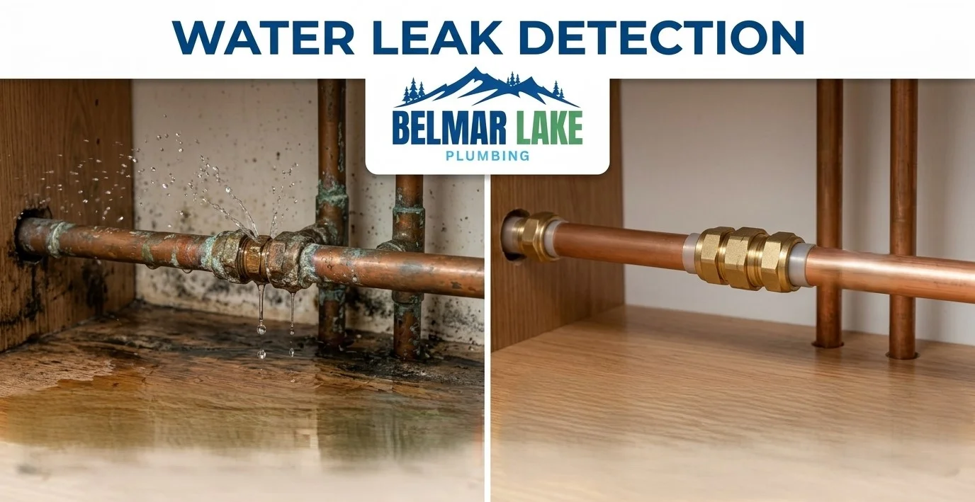Before and after water leak detection in Lakewood CO — Belmar Lake Plumbing non-invasive leak detection results
